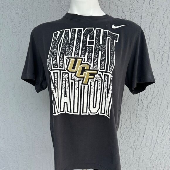 Nike DriFit UCF Knight Nation Short Sleeve T-Shirt Black/Gold M EUC - Picture 1 of 5